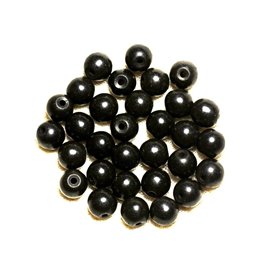 20pc - Synthetic Turquoise Beads 8mm Balls Black 4558550022752