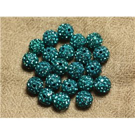 10pc - Cuentas de polímero y cristal Strass 8 mm Azul Verde 4558550022790 