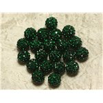 10pc - Perle Polymère et Strass Verre 8mm Vert   4558550022035 