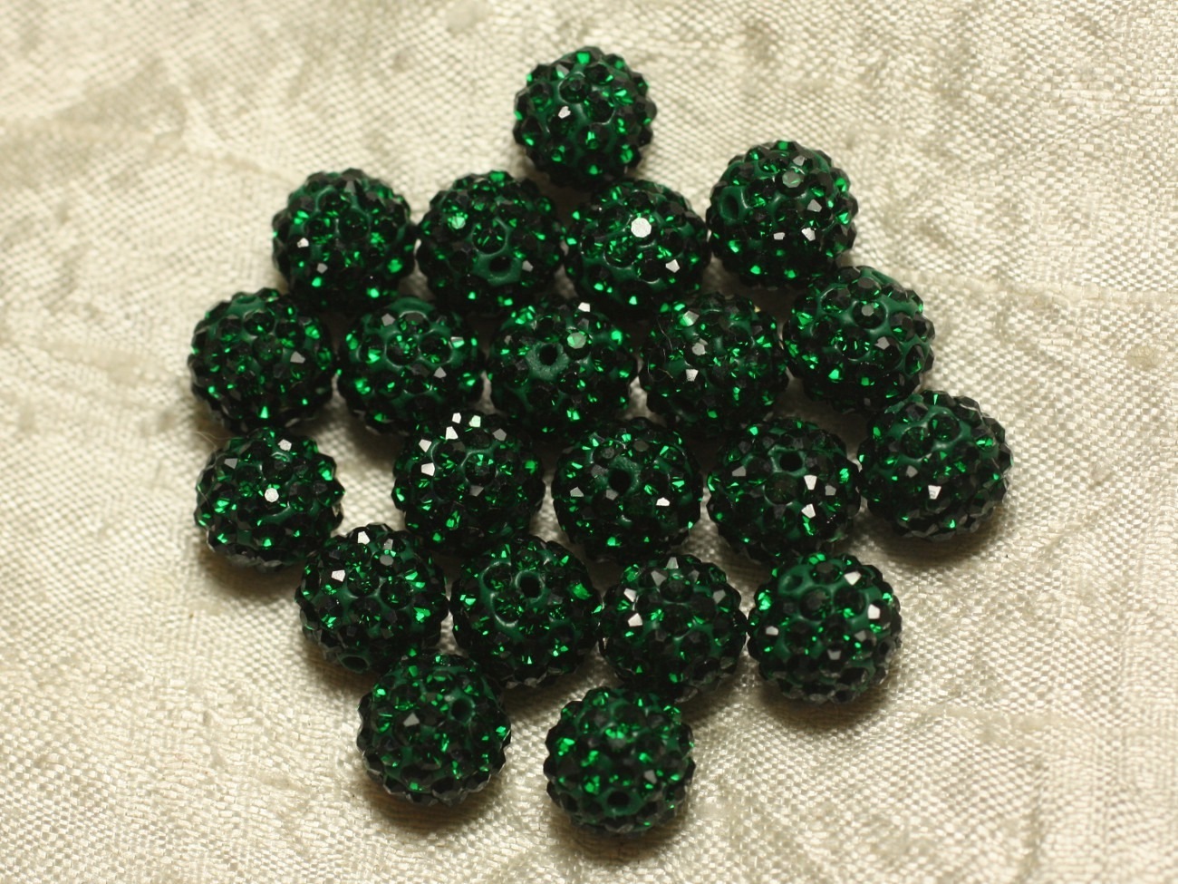 10pc - Perle Polymère et Strass Verre 8mm Vert   4558550022035 