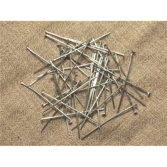 100pc - Tiges Clous à Tete plate Métal Argenté - 35 x 2 x 0.7mm   4558550023025