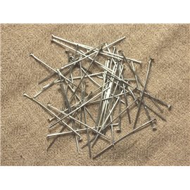 100pc - Chiodi a testa piatta in metallo placcato argento - 35 x 2 x 0,7 mm 4558550023025