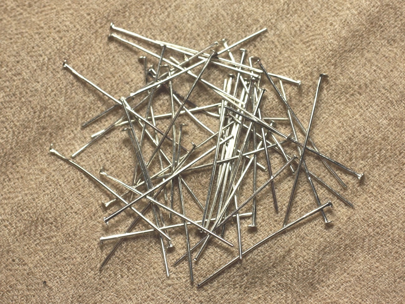 100pc - Tiges Clous à Tete plate Métal Argenté - 35 x 2 x 0.7mm   4558550023025
