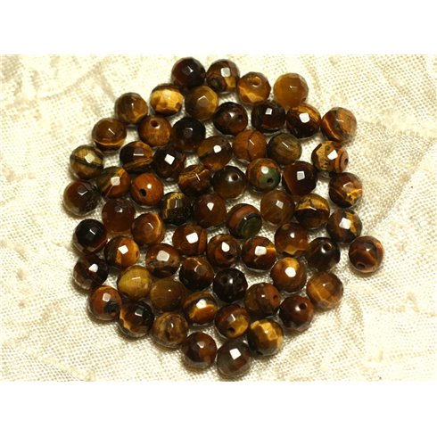10pc - Perles de Pierre - Oeil de Tigre Facetté 6mm 4558550023117 10pc - Perles de Pierre - Oeil de Tigre Facetté 6mm 4558550023117