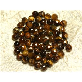 10pc - Perles de Pierre - Oeil de Tigre Boules Facettées 6mm - 7427039732826