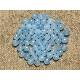 20pc - Stone Beads - Jade Faceted Balls 6mm Sky Blue - 4558550023223 