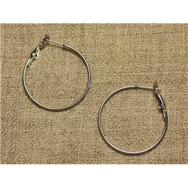 2 paia - Orecchini a cerchio in metallo argentato e rodio 30 mm 4558550023230