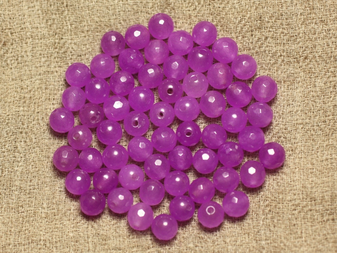 20pc - Perles de Pierre - Jade Boules Facettées 6mm Violet Rose -  4558550023247 