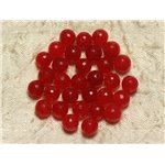 10pc - Perles de Pierre - Jade Boules Facettées 8mm Rouge vif - 4558550023261 