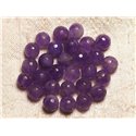 10pc - Perles de Pierre - Jade Boules Facettées 8mm Violet   4558550023285