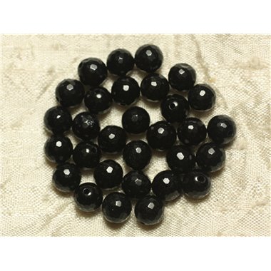 10pc - Perles de Pierre - Jade Boules Facettée 8mm Noir   4558550023315
