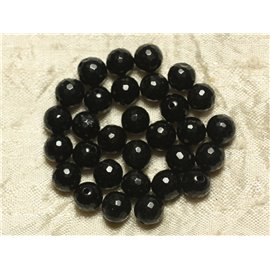 10 Stück - Steinperlen - Jade Facettierte Kugel 8mm Schwarz 4558550023315