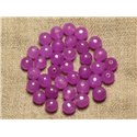 10pc - Perles de Pierre - Jade Boules Facettée 8mm Violet Rose Fuchsia   4558550023339