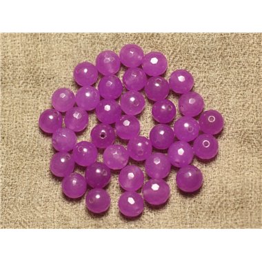 10pc - Perles de Pierre - Jade Boules Facettée 8mm Violet Rose Fuchsia   4558550023339