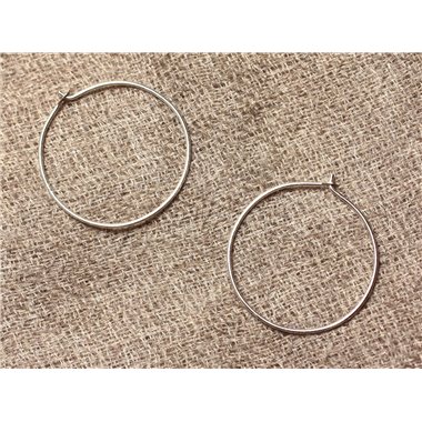 Anneaux Créoles Argent 925 Boucles d'Oreilles 22mm - 1 Paire   4558550023346