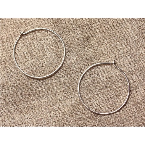 Anneaux Créoles Argent 925 Boucles d'Oreilles 22mm - 1 Paire   4558550023346