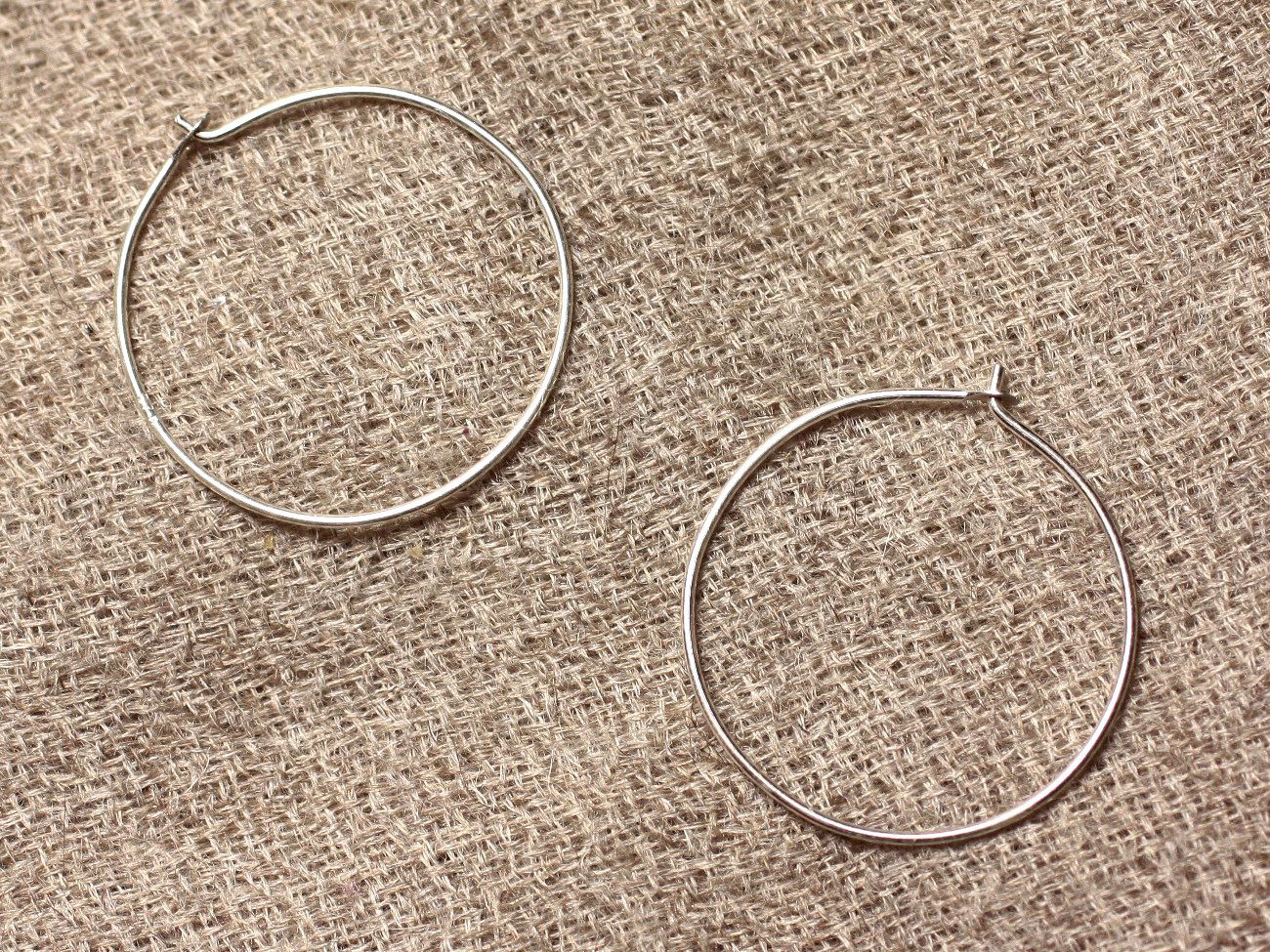 Anneaux Créoles Argent 925 Boucles d'Oreilles 22mm - 1 Paire   4558550023346