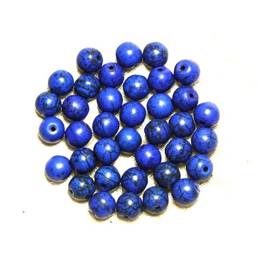 20pc - Perles Turquoise Synthèse Boules 8mm Bleu nuit -  4558550023377