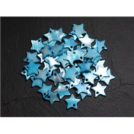 10pc - Beads Charms Pendants Mother of Pearl Stars Blue 12-13mm - 4558550023384 