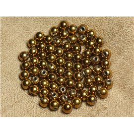 10pc - Perline di pietra - Sfere di ematite dorata 6mm 4558550023445