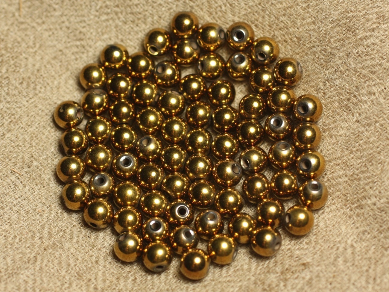 10pc - Perles de Pierre - Hématite Dorée Boules 6mm   4558550023445
