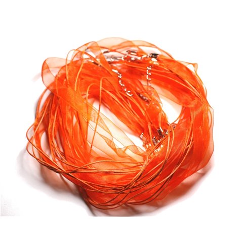 10pc - Colliers Tours de cou Organza et Coton 47cm Orange   4558550023469 