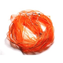 10pc - Organza and Cotton Necklaces 47cm Orange 4558550023469 