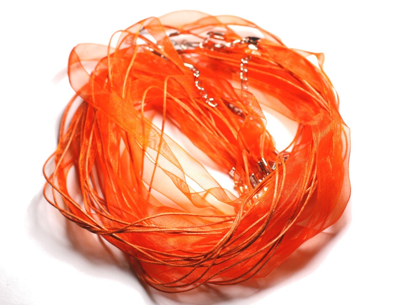 10pc - Colliers Tours de cou Organza et Coton 47cm Orange   4558550023469 