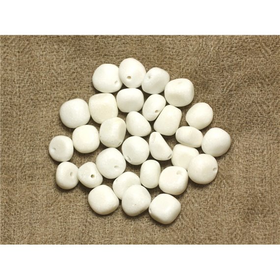 10pc - Perles de Pierre - Jade Blanche Nuggets 8-10mm   4558550023483