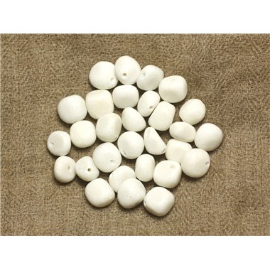 10pc - Perles de Pierre - Jade Blanche Nuggets 8-10mm   4558550023483