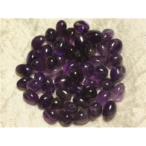 10pc - Perles Pierre - Amethyste Nuggets Ovales Olives 6-10mm Violet - 7427039736428