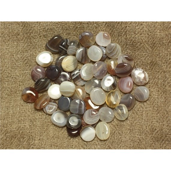 6pc - Perles de Pierre - Agate Botswana Ovales 7-9mm   4558550023513