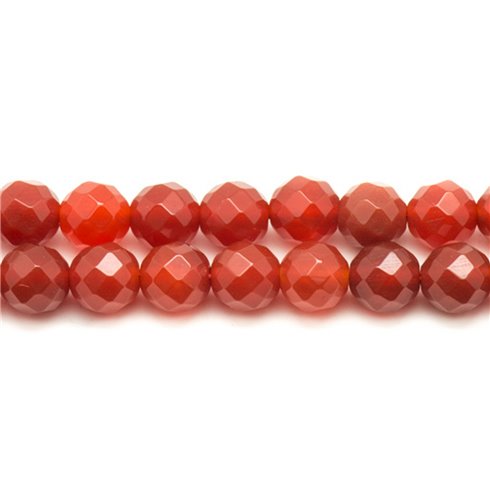 5pc - Perles de Pierre - Cornaline Boules Facettées 10mm   4558550023551