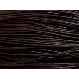 5 metres - Fil Corde Cordon Cuir Véritable Rond 1mm Marron Café - 4558550023568