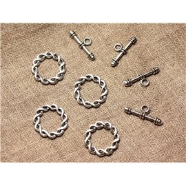 5pc - Cavo celtico in metallo placcato argento Toogle T fermagli 20mm 4558550023605