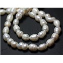 10pc - Perles de Culture Blanches Olives 5-7mm   4558550023612
