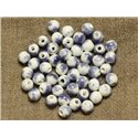 10pc - Perles Céramique Boules 6mm Blanc et Bleu   4558550023667