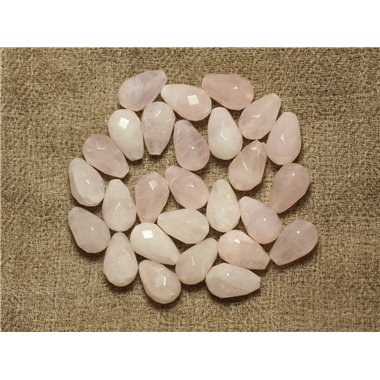 2pc - Perles de Pierre - Quartz Rose Gouttes Facettées 12x8mm   4558550023698