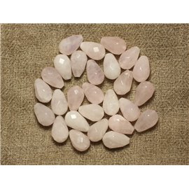 2pc - Stone Beads - Rose Quartz Faceted Drops 12x8mm 4558550023698
