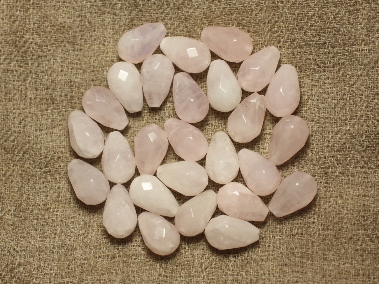 2pc - Perles de Pierre - Quartz Rose Gouttes Facettées 12x8mm   4558550023698