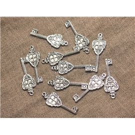 5pc - Colgantes Chapados en Plata Rodio Charms Llaves 34mm 4558550023704