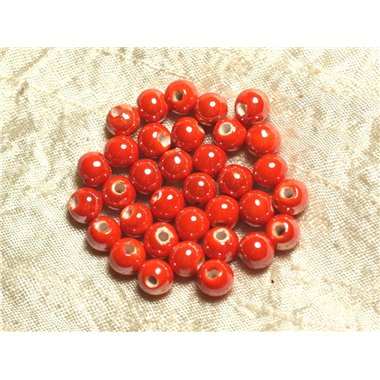 10pc - Perles Porcelaine Céramique Boules 8mm Orange   4558550023780