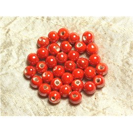 10pc - Bolas de cuentas de porcelana y cerámica 8 mm Naranja 4558550023780