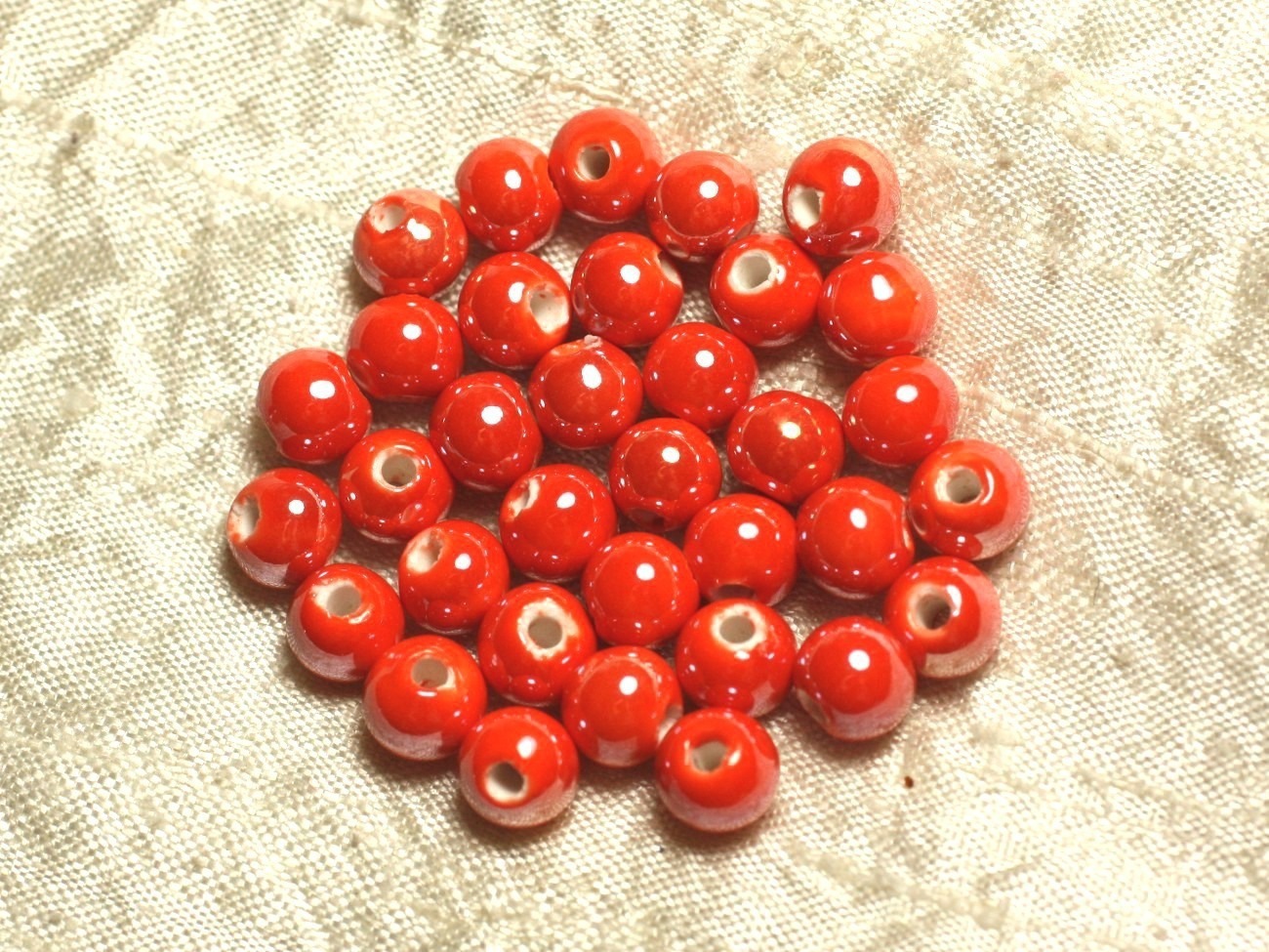 10pc - Perles Porcelaine Céramique Boules 8mm Orange   4558550023780