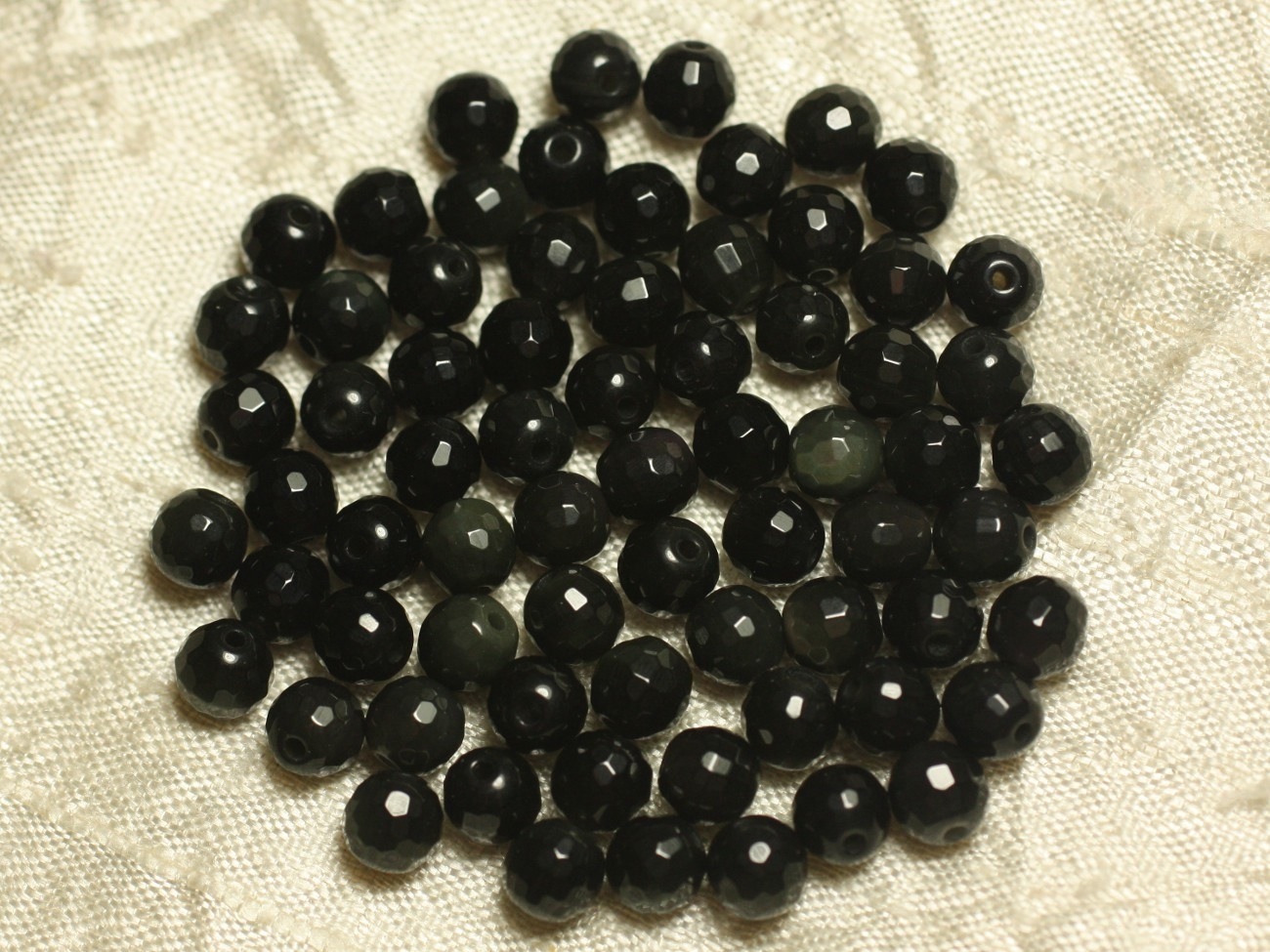 10pc - Perles de Pierre - Obsidienne Arc en Ciel Facettée 6mm   4558550023803