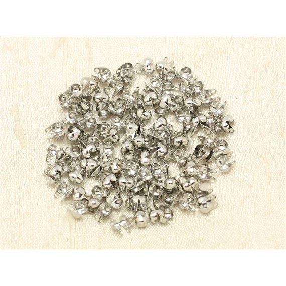 20pc - Embouts 1 Cache Noeuds Métal argenté Rhodium pour Chaîne bille ou Cordons   4558550000200