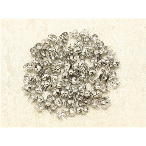 20pc - Embouts 1 Cache Noeuds Métal argenté Rhodium pour Chaîne bille ou Cordons   4558550000200