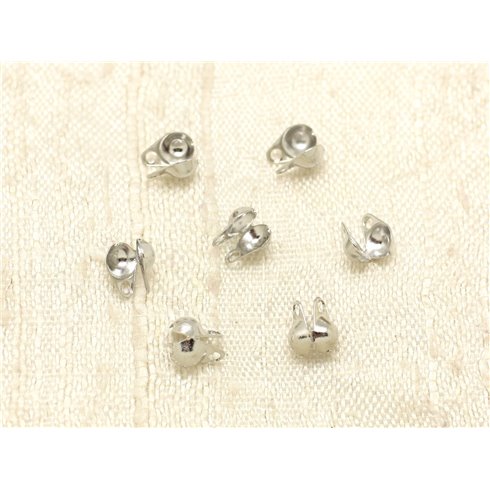 20pc - Embouts 1 Cache Noeuds Métal argenté Rhodium pour Chaîne bille ou Cordons 4558550000200