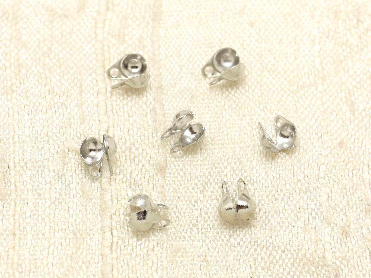 20pc - Embouts 1 Cache Noeuds Métal argenté Rhodium pour Chaîne bille ou Cordons   4558550000200