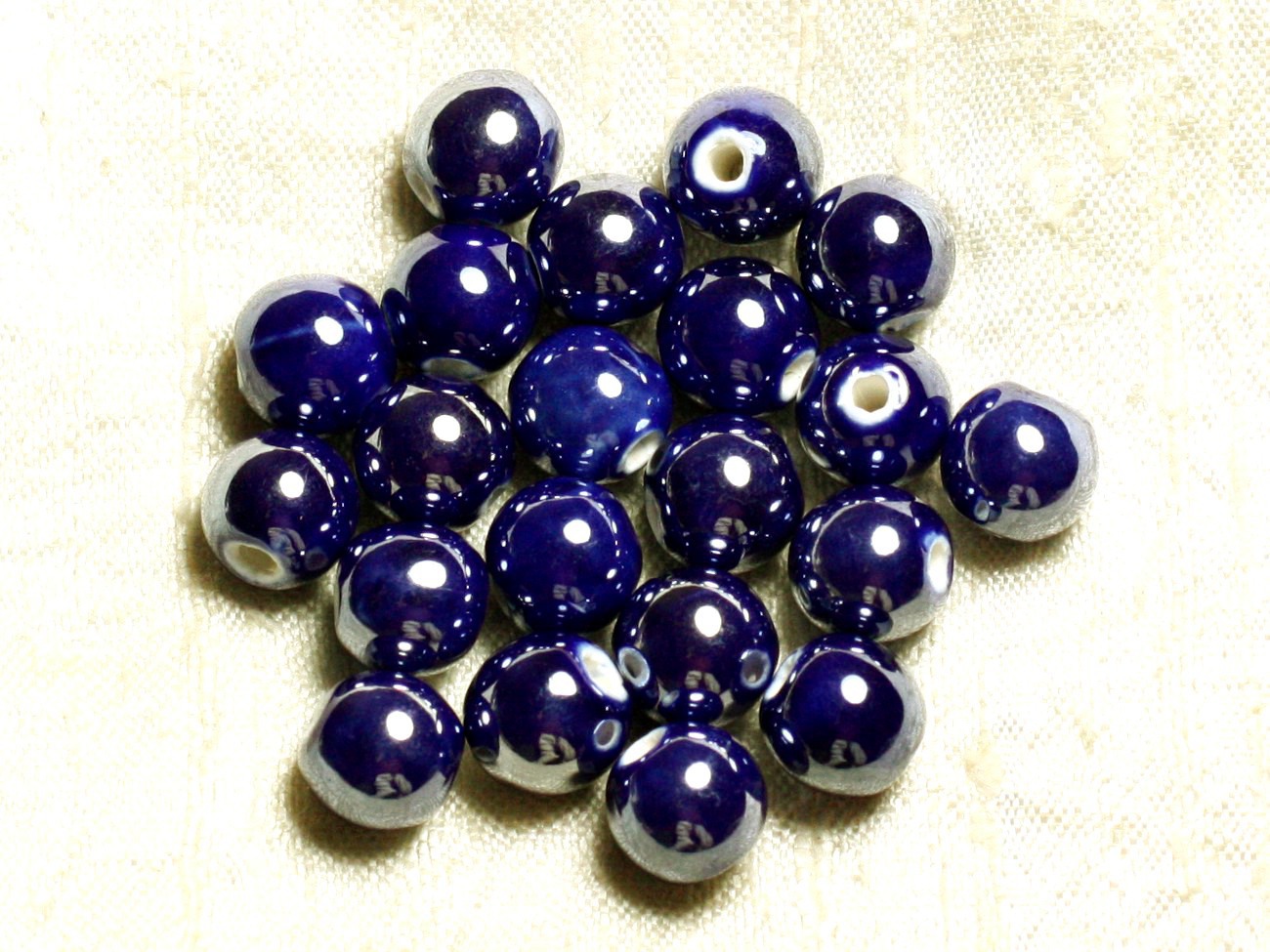 10pc - Perles Porcelaine Céramique Boules 8mm Bleu   4558550023841